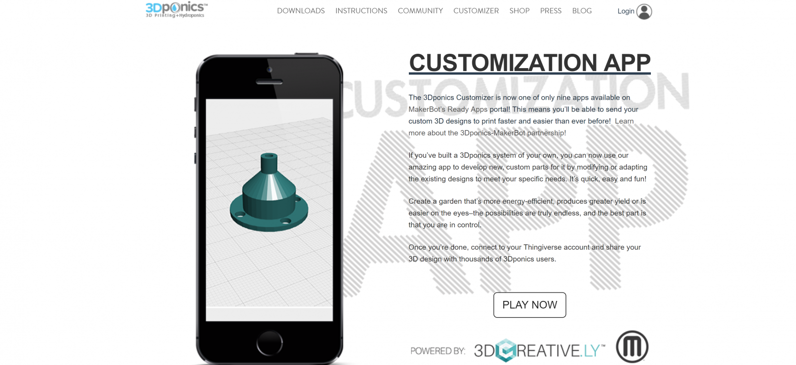 3Dponics Customizer Customization Tool for 3D Models